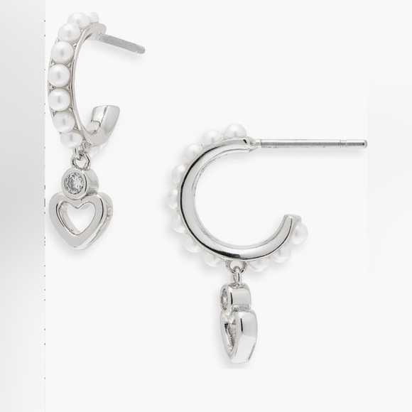 kate spade Jewelry - KATE SPADE-imitation pearl huggie hoop earrings-NWT